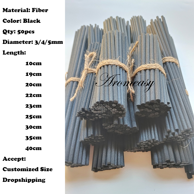 Home Fragrance London - 50pcs 5/4/3mm 40/35/30/25/23/19cm Black Rattan Sticks