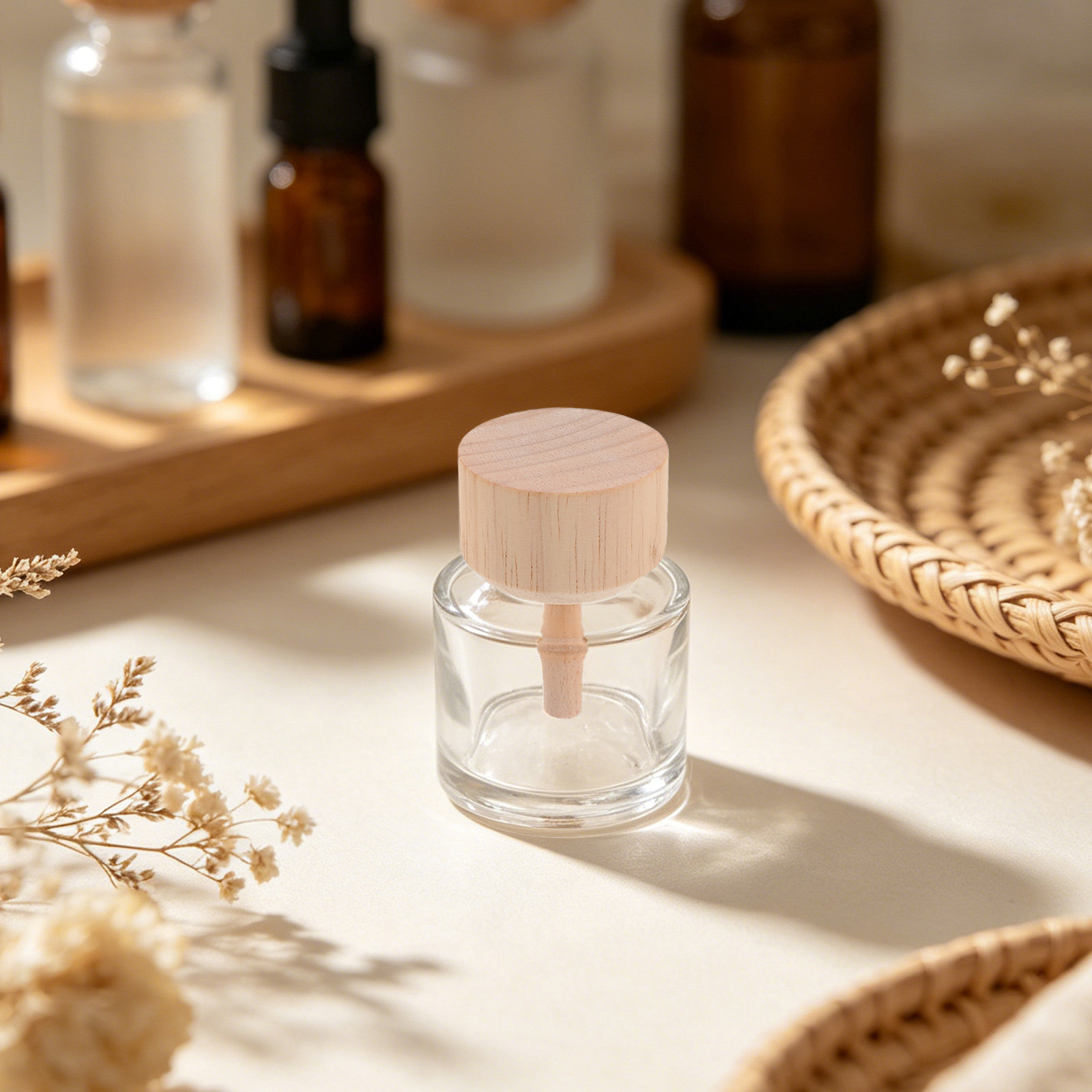 Home Fragrance Aromatherapy - 2Pcs Clear Glass Reed Diffuser Bottles