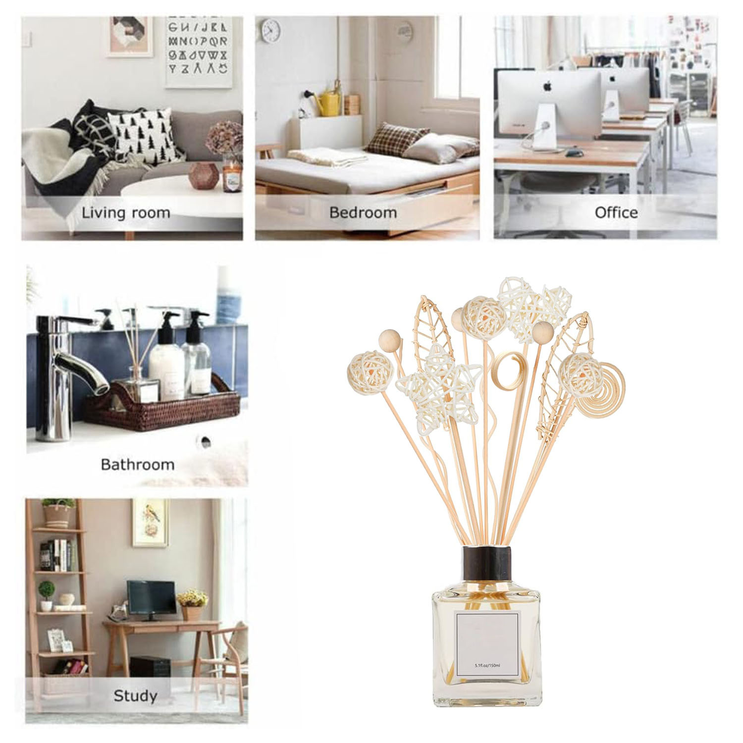 5/15Pcs Long Wavy Rattan Reed  - Home Fragrance London ulasan dan harga