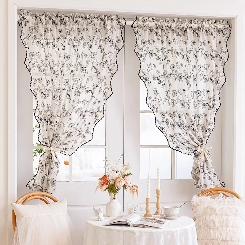 French Retro Lace Gauze Curtai - Home Fragrance In French ulasan dan harga